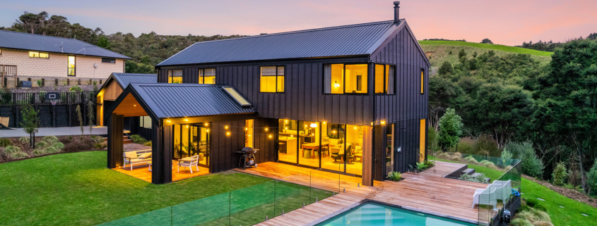 G Donaldson Builders | Maraetai New Build Exterior at Night